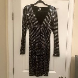 Black and silver large body con dress